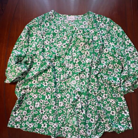Green Floral Linea Top Size 3X - Picture 1 of 6